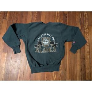 VTG MV Pro Weave University of Alaska Green Mens Small Crewneck